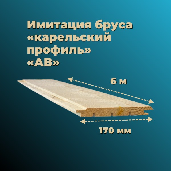 Имитация бруса «карельский профиль» «АВ» 23х170 мм